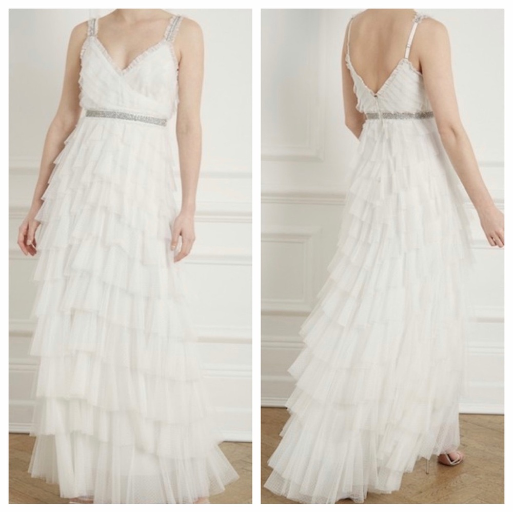 NWT Needle & Thread LEILAH dotted bridal gown ivory size 6